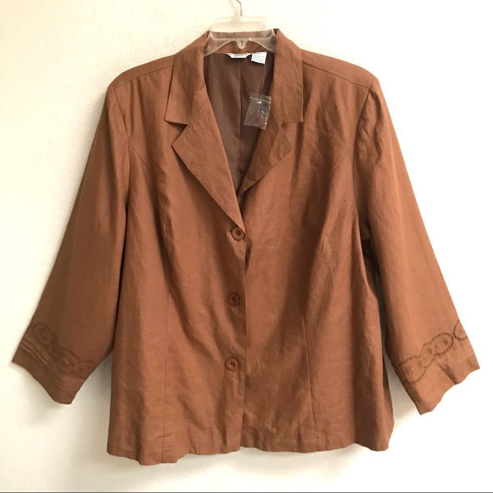 ‎NWOT Richard Malcolm Woman 100% linen jacket 3X